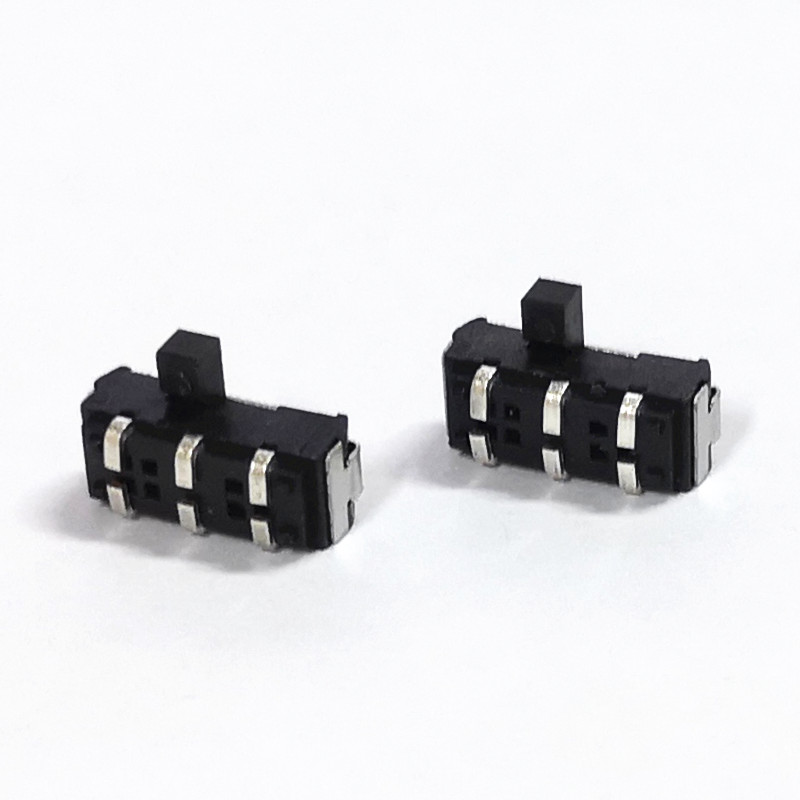 Miniature Bent Feet 6 Pin On Off DPDT Slide Switch