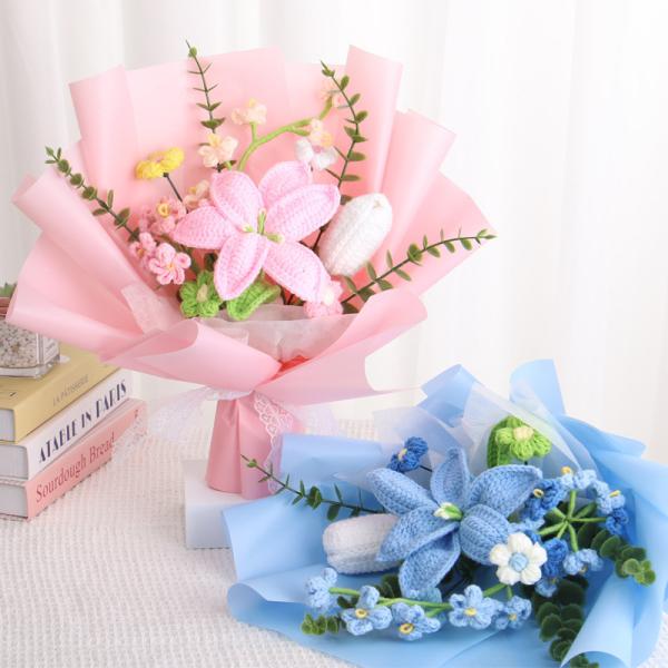 Cross-border Mother's Day gift birthday knitted rose bouquet wool knitted