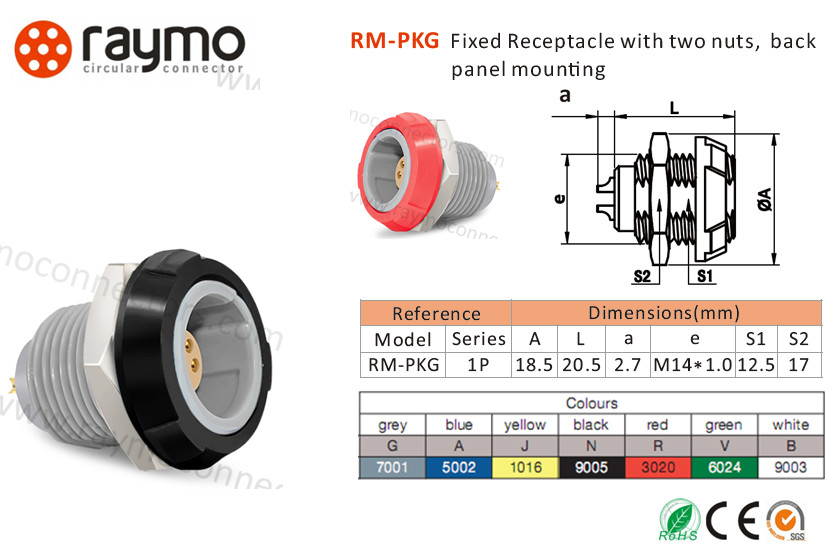 G1 G5 Plastic Connectors For Electrical Wires IP50 Ranking Intermateable With PKG LEMO