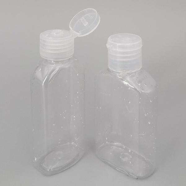 60ml Empty Square Alcohol Disinfection Gel Bottle, PET Plastic Clear Hand