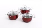 16/18/20/22cm red color & flower stainless steel cookware set & kitchenware set
