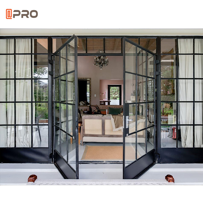 Double Glazed Glass Front Aluminium French Doors Exterior Modern Casement Door