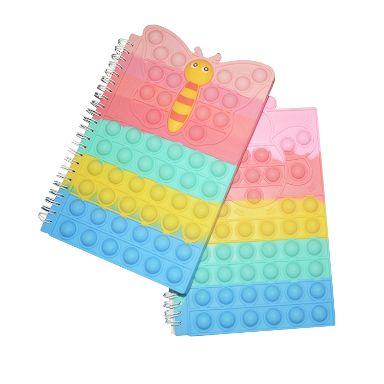 Silicone Bees Pop Cover Back To School Fidget Toy Notebook A5 Loose Spiral Bubbles