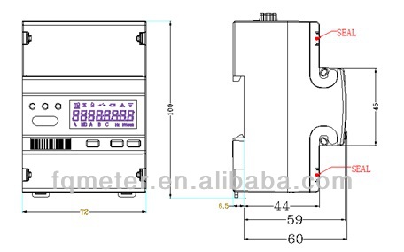 CL1.0 72*104.5*60 Two Phase Three Wires Modbus Electric Energy Meter for CT120/240V