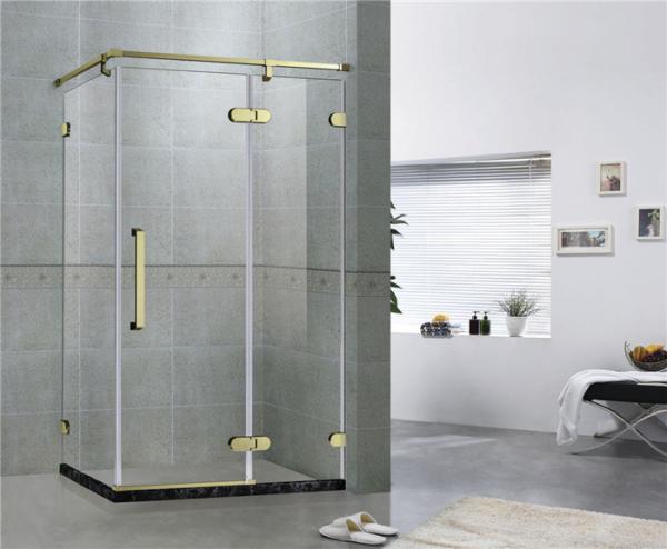 Rectangle Frameless Golden Shower Enclosures 8 / 10 MM Tempered Glass for Home /