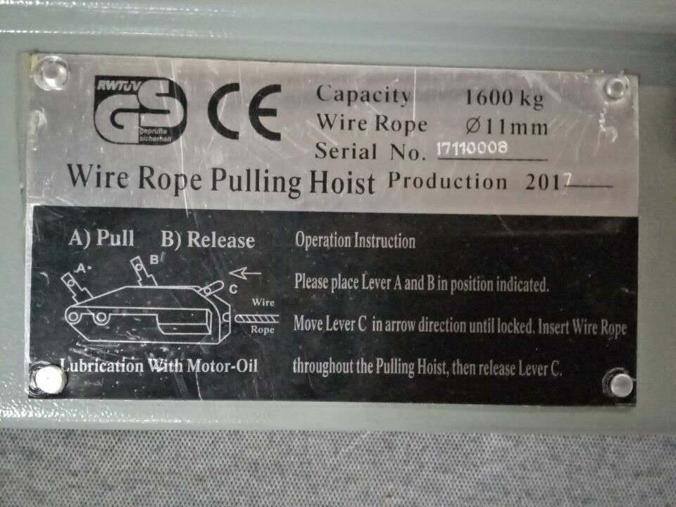 Tightening Tools Wire Rope Hoist Winch Tirfor 16 KN include wire rope 20m