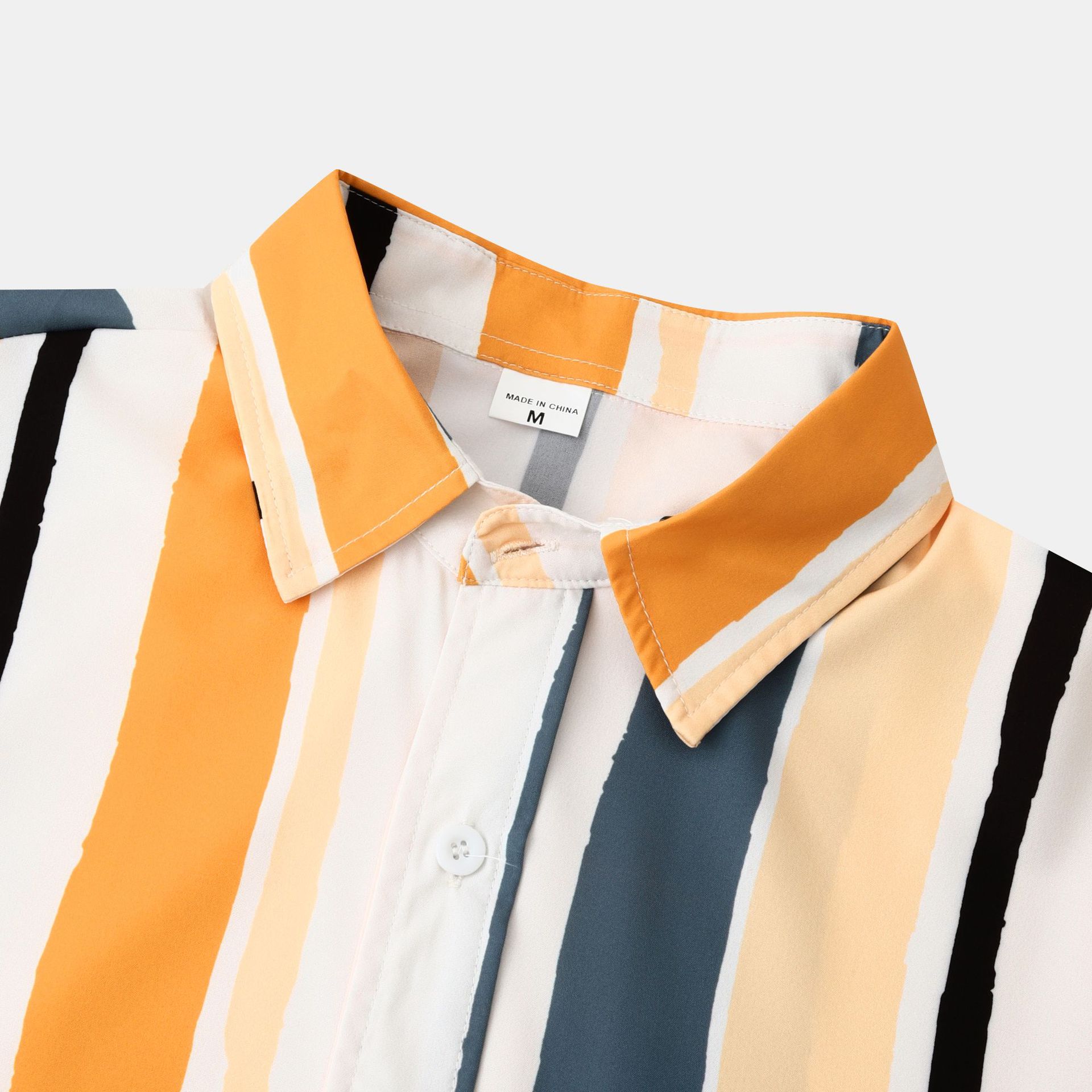Custom Logo Vertical Striped Casual Dress Shirts for Men in Viscose/Polyester/Spandex