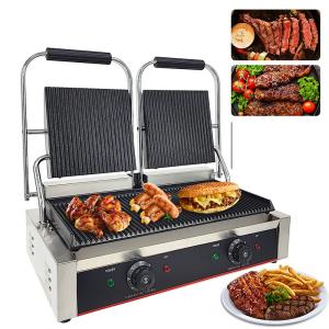 Wholesale Commercial Full Grooved Electric Grill with Non-stick Cast Iron Panini Burger Press from china suppliers