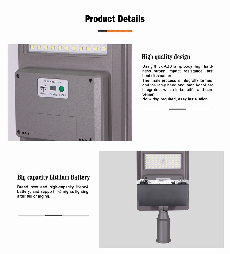 Remote Control Integrated Outdoor LED Street Light 300watt 400watt Solar Streetlight All In One With Big Battery