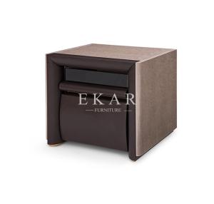 Wholesale Veneer Luxury Elegant Style Leather Hotel Bedside Table Modern Nightstand from china suppliers