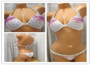 Wholesale White Crystal Competition Bikini Fitness Suit Colorful Rhinestone Bikini from china suppliers