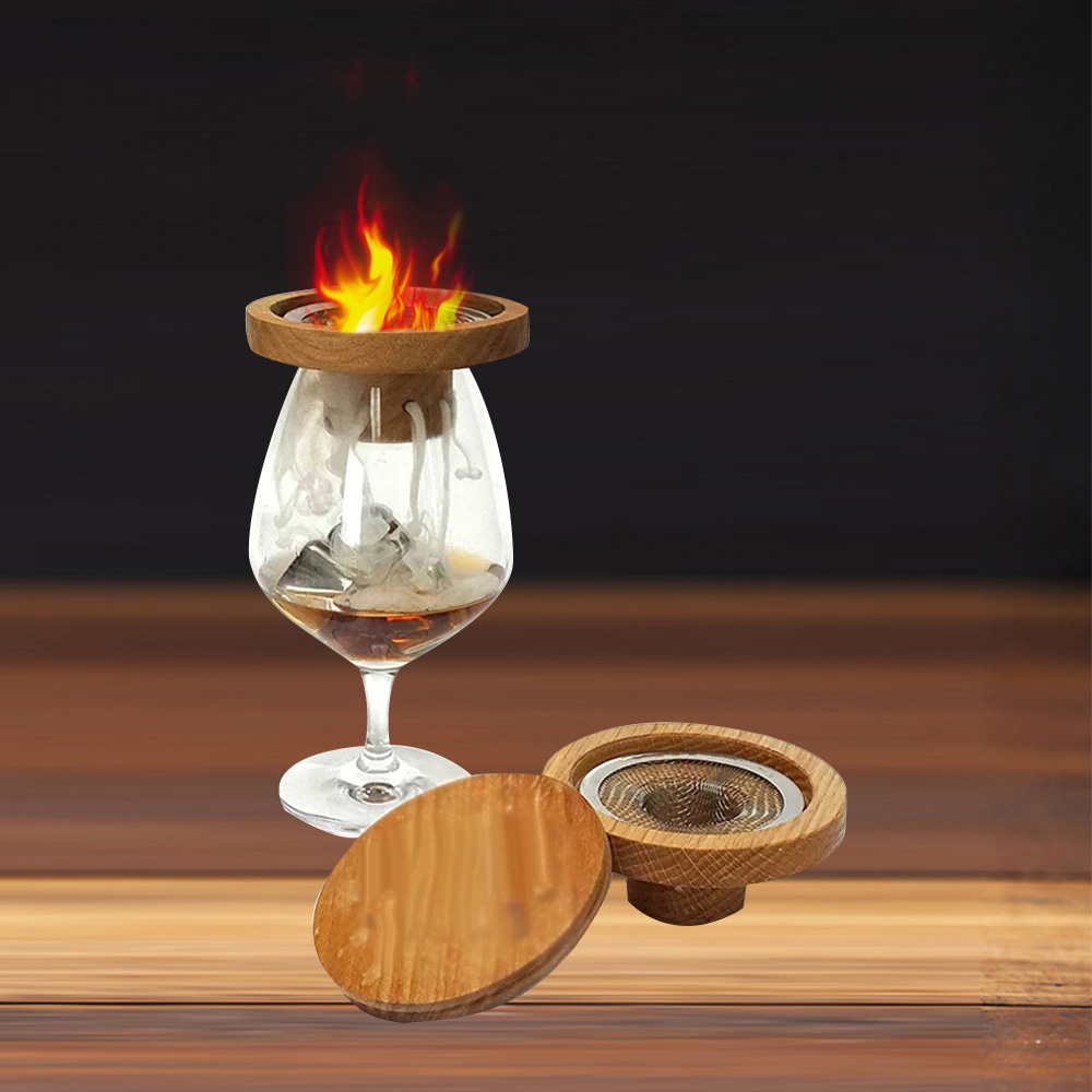 Cocktail Smoker Kit for Whiskey Old Fashion and Bourbon with Torch 4 Flavors of Wood Chips Food Grade Torch Wood Bamboo Case
