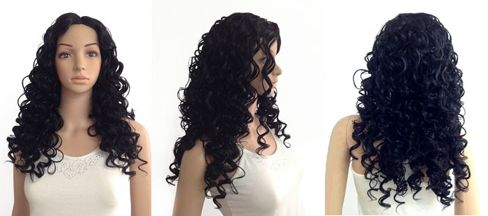 Women Curly Long Synthetic Wigs 8inch - 30inch Dark Brown Customized