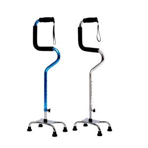 Wholesale Aluminium Alloy Foldable Cane Stick Handle Bar Bend Four Legs Rehab Therapy from china suppliers
