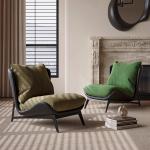 Rattan Frame Velvet Black Chair Modern Velvet Chesterfield Chair