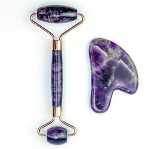 Wholesale Purple Amethyst Jade Roller Gua Sha Set Tighten Skin from china suppliers