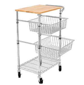 Wholesale 3 Tiers 350mm Depth Wire Grid Basket Movable Shelving , Metal Basket Storage Unit from china suppliers