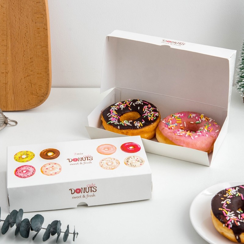 Eco Friendly Paperboard Food Container Paper Box Folders Custom Bakery Donut Boxes