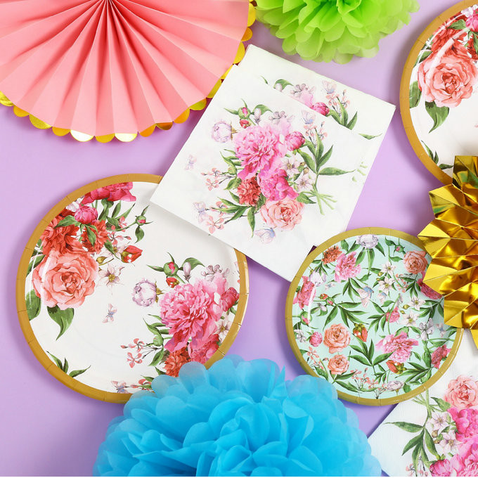 Garden Flower Theme Disposable Party Supplies Wedding Birthday Party Supplies