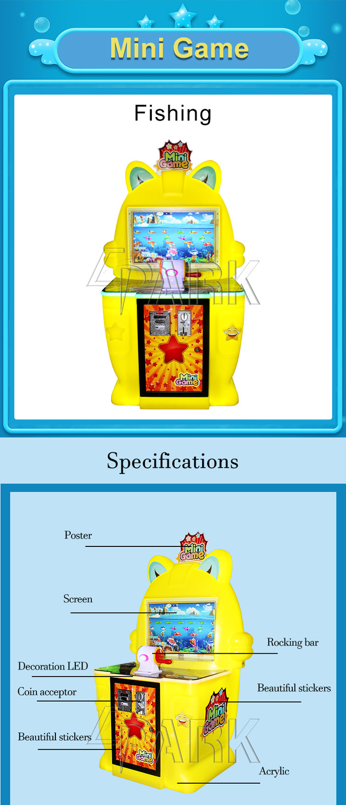 Kids Paradise Mini Fishing Amusement Arcade Machine Coin Operated