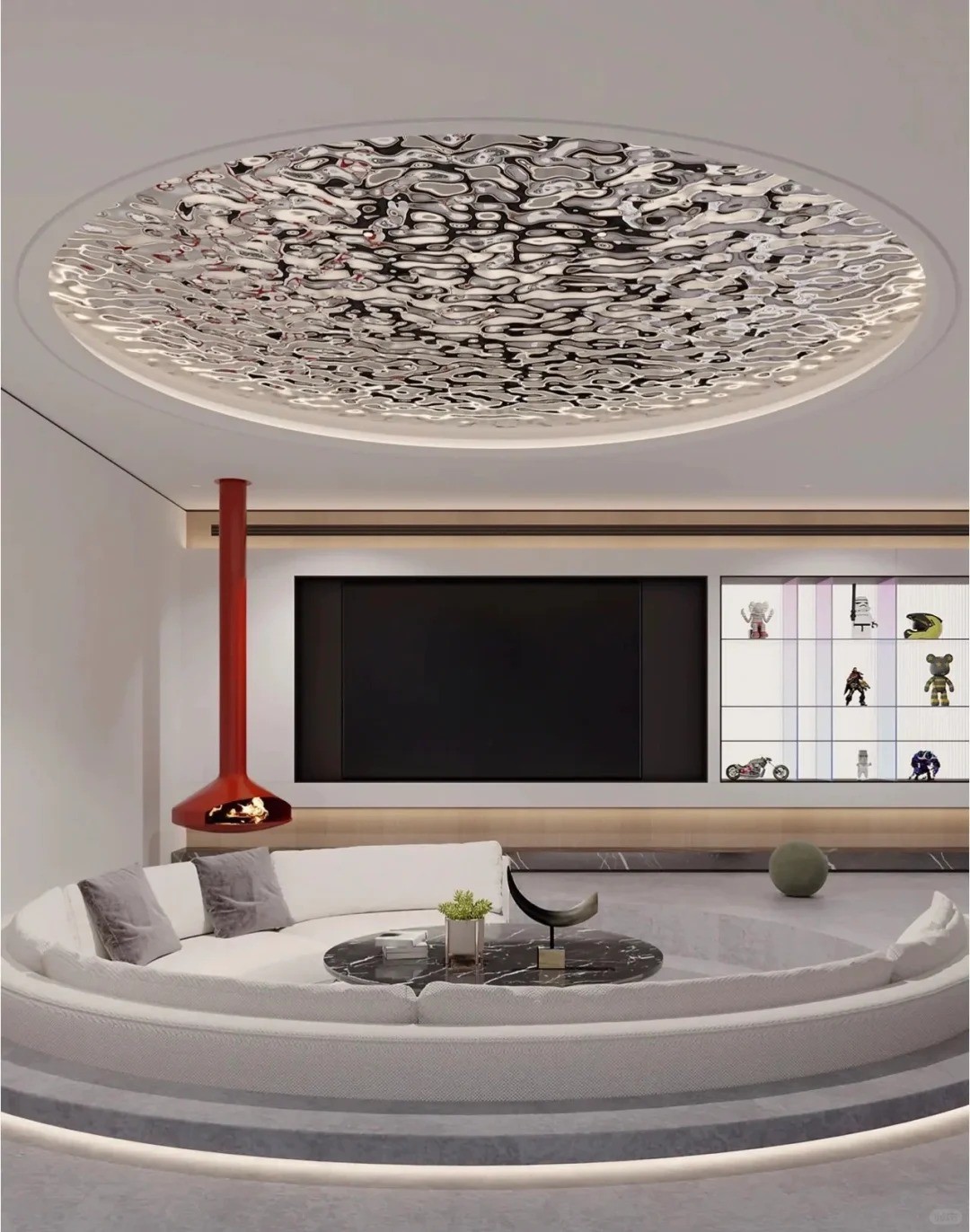 Custom Cutting Size Water Ripple Effect Stainless Steel Circular Ceiling Panels Decoration