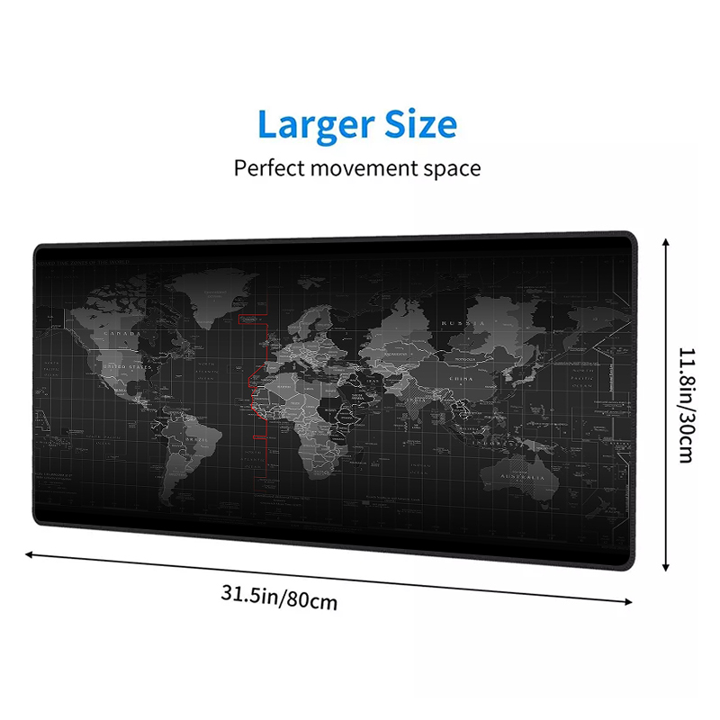 Non-Slip Desk Mat 80*30Cm Extended Gaming Pad with Custom Logo and World Map Design