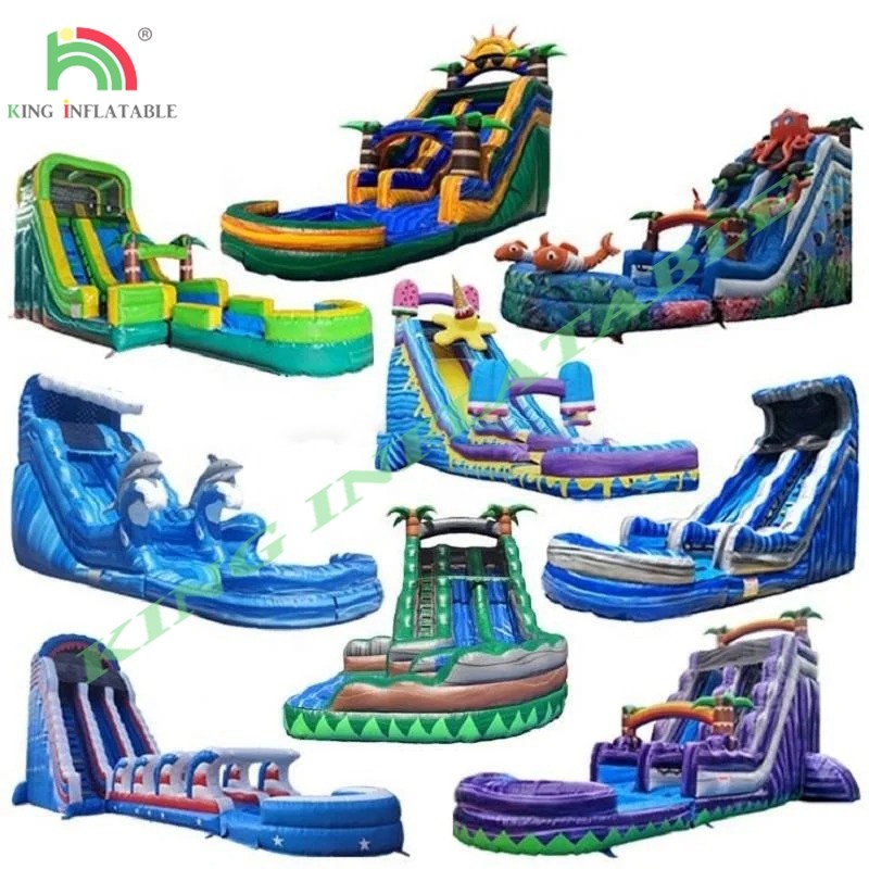 Customized Inflatable Slides Inflatable Water Slide wet Dry Slide With Swimming Pool
