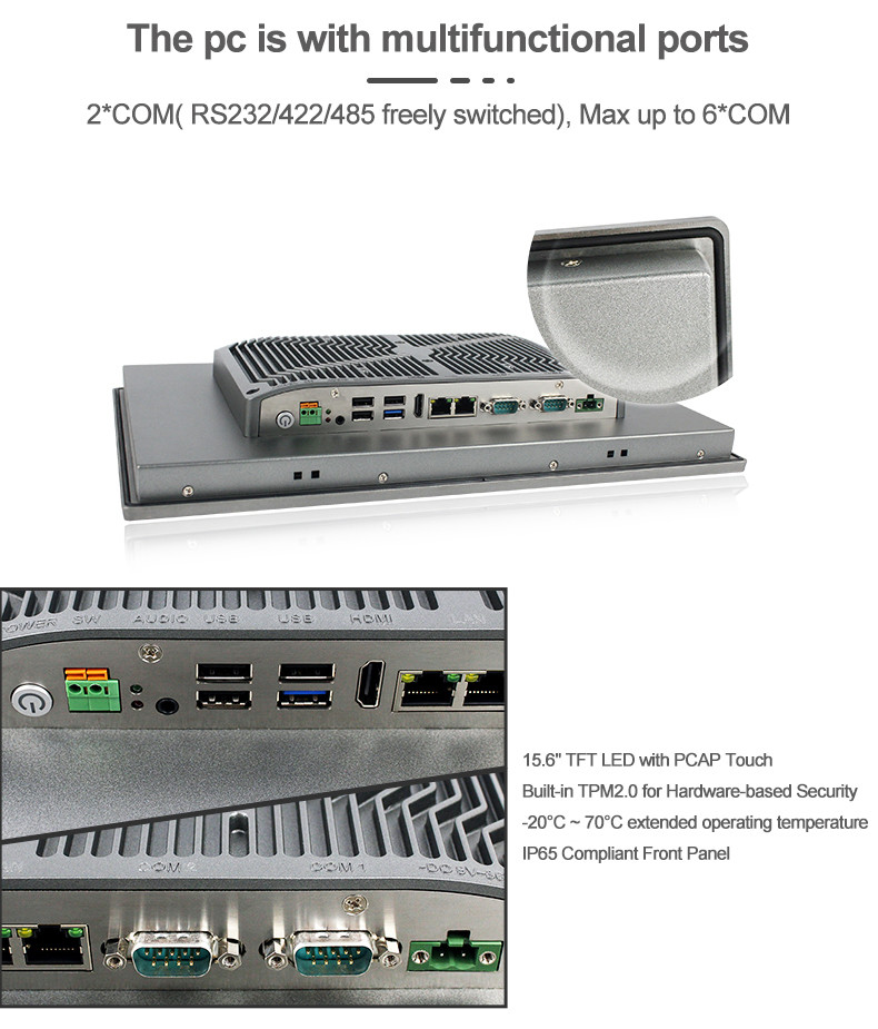 Embedded Aio Touchscreen Computer , TPM 2.0 15.6" All In One Desktop Touch Screen