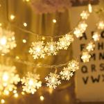Christmas Lights Snowflake LED Fairy Lights Battery Operated Waterproof for Xmas