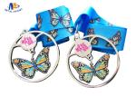 Shiny Silver Stock Dancing Butterfly Relief Medals Cut Out With Sublimated