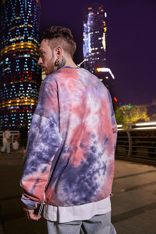 Tye Dye Embroidered Anti Wrinkle Oversized Sweater Hoodie
