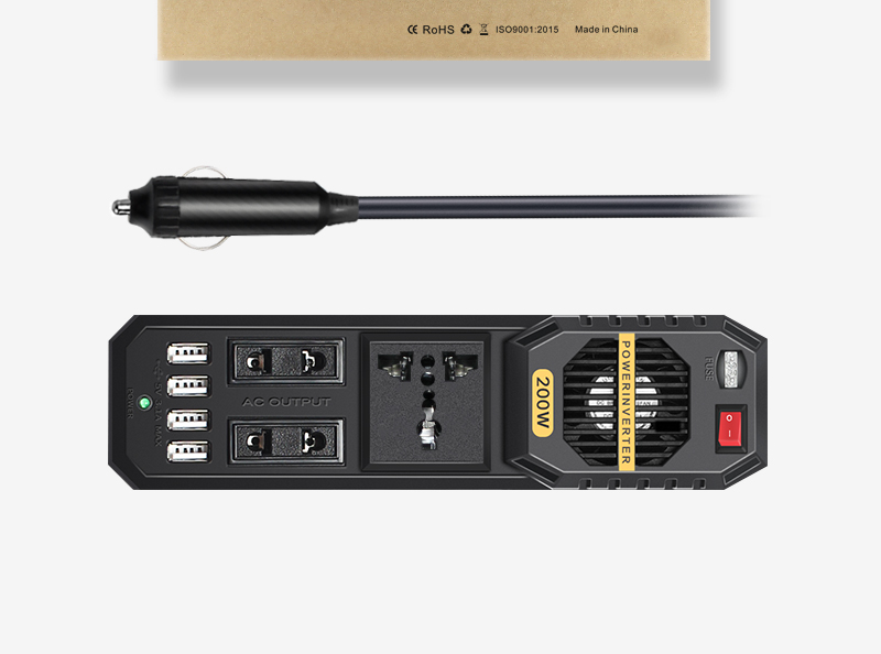 Factory Price Fast Usb Charge 200W Car Power Inverter Dc To Ac 12V 220V Car Power Inverter With 4 Usb Charging Ports