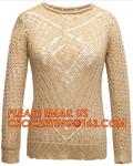 Long Sleeve Casual Hollow Pointelle Knit Pullover Women Spring Sweater