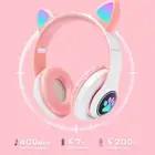 Cat Ear Headphones Wireless Headset with LED Light TF Card for GirIs Earbud & In