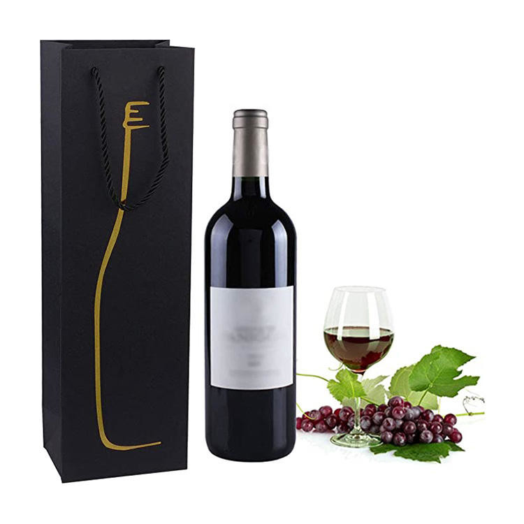 250gsm Stand Up Gusseted Paper Wine Bags Wine Bottle Bags Bulk