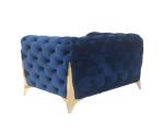 Blue Green Purple Velvet Tufted Sofa Couch Luxury Style With Metal Legs