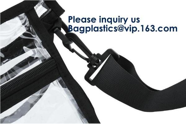 Bagease Clear PVC Fanny Pack With Double Zipper And Adjustable Strap,Clear PVC blacpack with top zipper opening