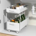 2 Tier 40.5cm Height Steel Kitchen Basket Rack Moisture Proof