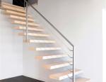 Residential Floating Wood Stairs Stable Treads With Tempered Glass Balustrade