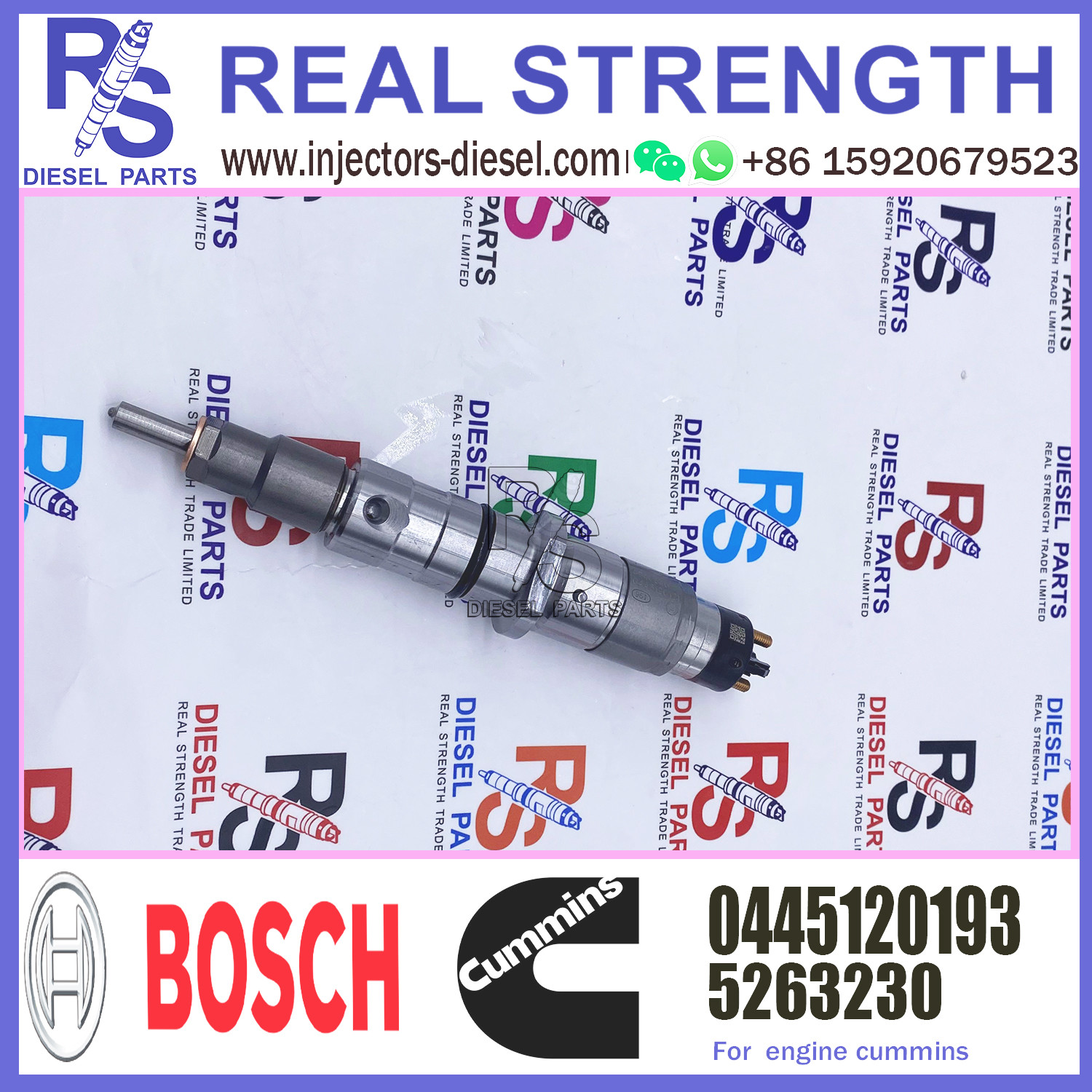 High quality Common rail fuel injector 0445120193 5253220 for CUMMINS