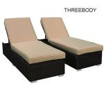 Brown Wicker Outdoor Patio Sectional Sofa Set , Modern Patio Furniture Beige