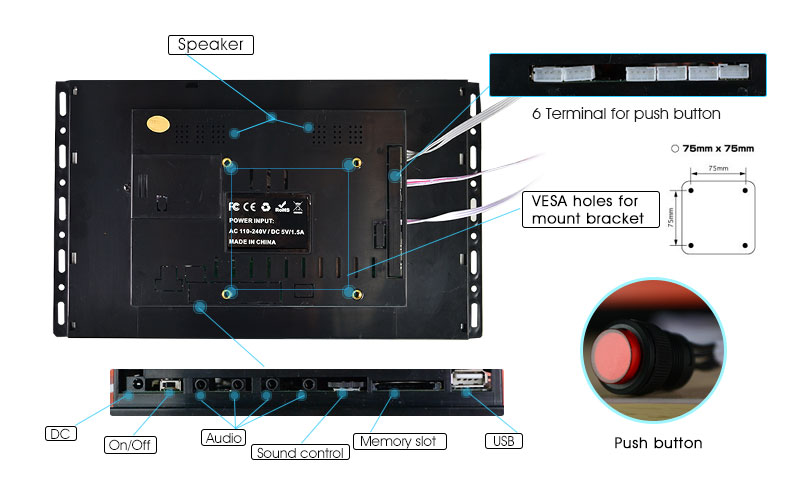 10 Inch Full HD LCD Screen Open Framed With 1280x720 Clear Image Quality