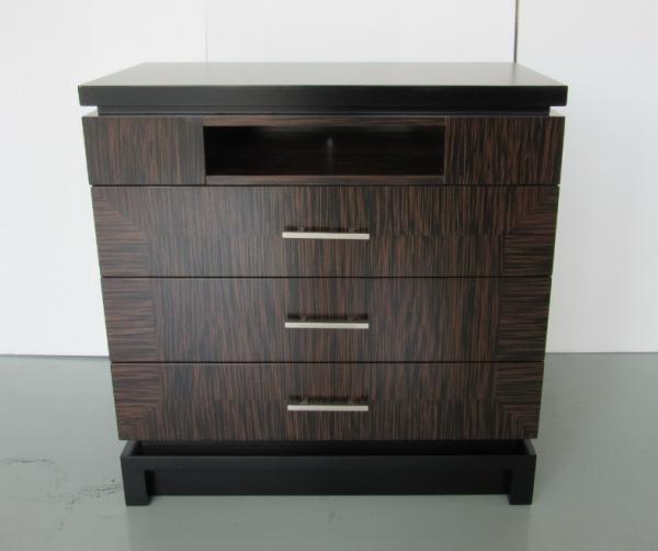 Quality JW Marriott Hotel 3 Drawer Modern Dresser Luxury Design Ebony Wood Veneer for sale