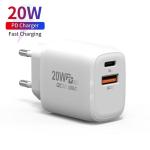 Round Shape Type C Wall Charger USB A Port 5V 3.4A 20W 20W QC3.0 For Samsung