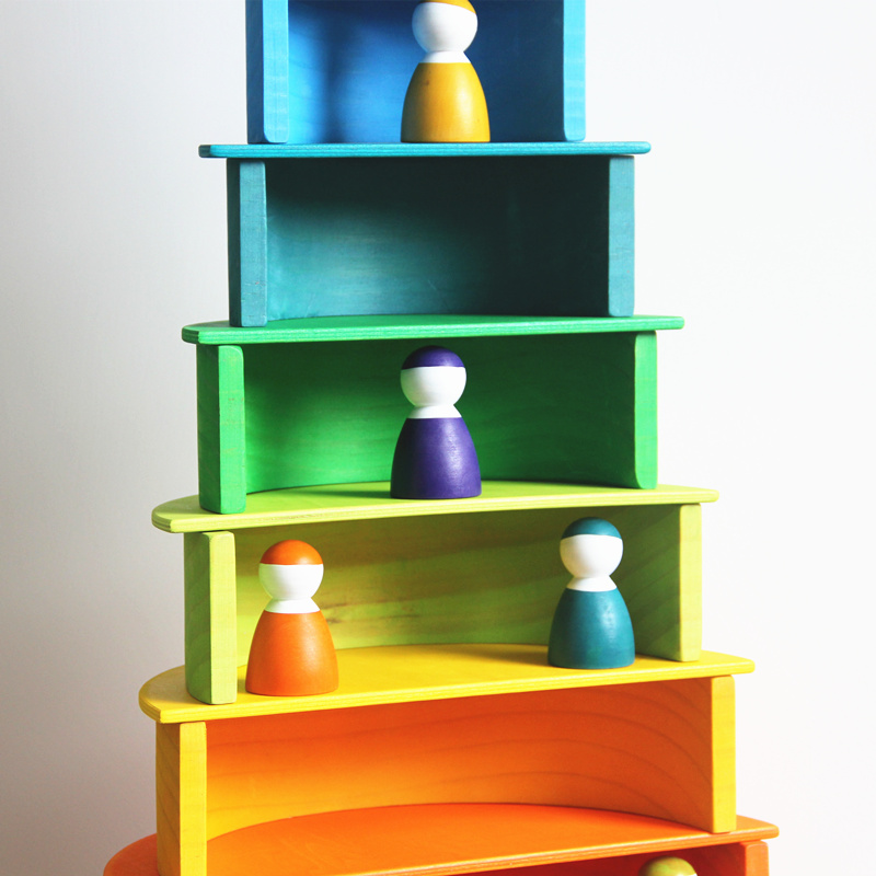 6cm Large Pastel Rainbow Stacker Nesting Rainbow Block Set