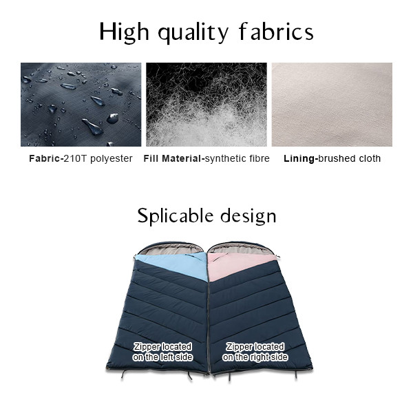 Extra Wide Envelope Style Winter Sleeping Bags Sleeping Bag Pad With Pillow