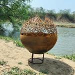 800mm Diameter Rustic Red Outdoor Corten Steel Fireplace Pit Or Customized