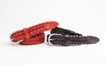 Red Braided Leather Belt Womens For Jeans And Dress / Pin Buckle Belt