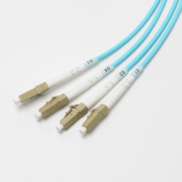 Fiber optic patch cord SC LC Breakout 3.0mm 4 core 50/125um OM3 armored multimode fiber optic patch cables