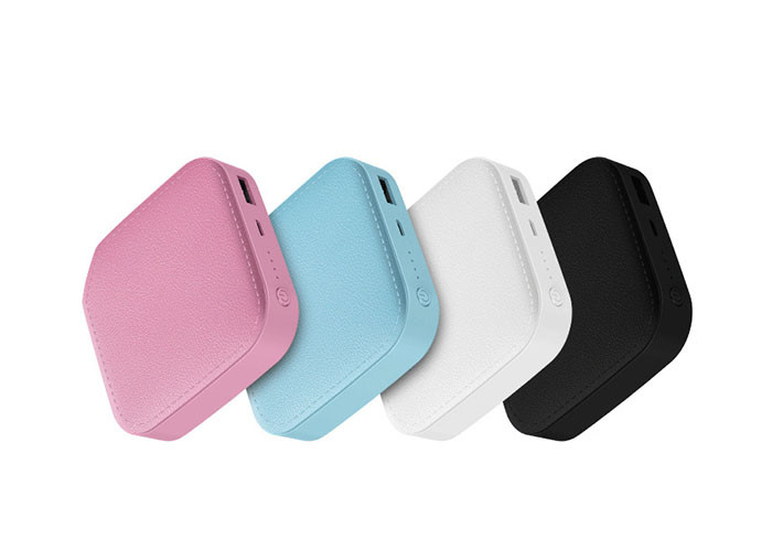 Leather Pattern Plastic Power Bank Square Shape High Charging Speed
